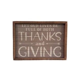 Farmhouse Wooden Let Our Lives Be Full‎ Of Both Thanks & Giving Wall Decor